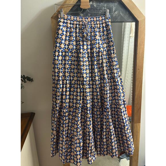 Zara Geometric Print Tiered Maxi Skirt - Picture 2 of 8